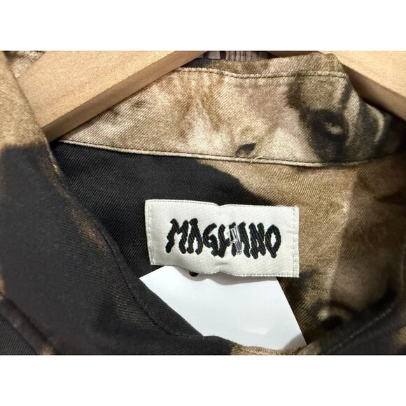 Magliano Graphic pattern printed throughout Twisted Shirt sz L brown cats NWOT - Picture 3 of 7